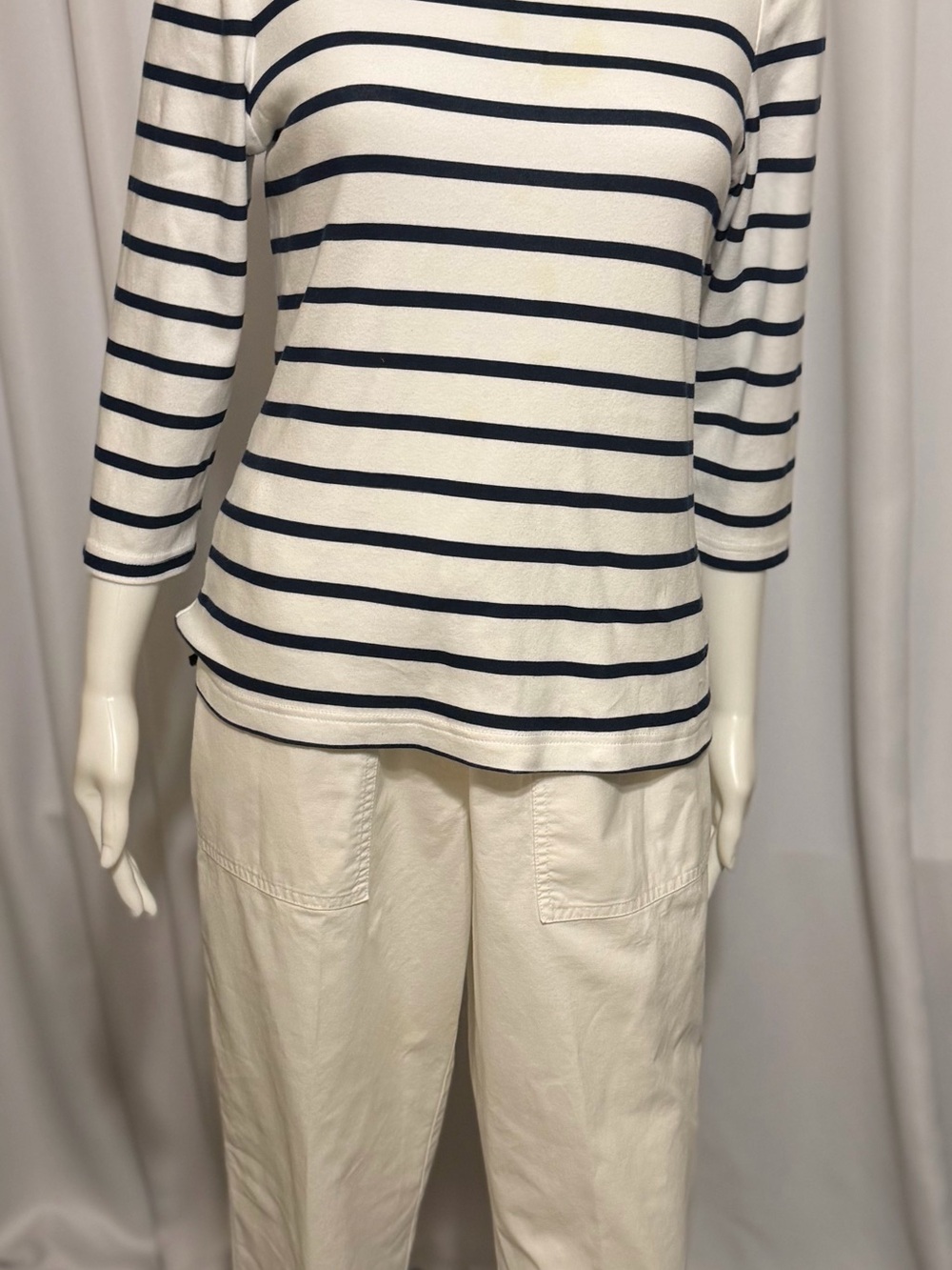 Croft & Barrow Striped Boatneck Nautical 3/4 Sleeve Tee XS